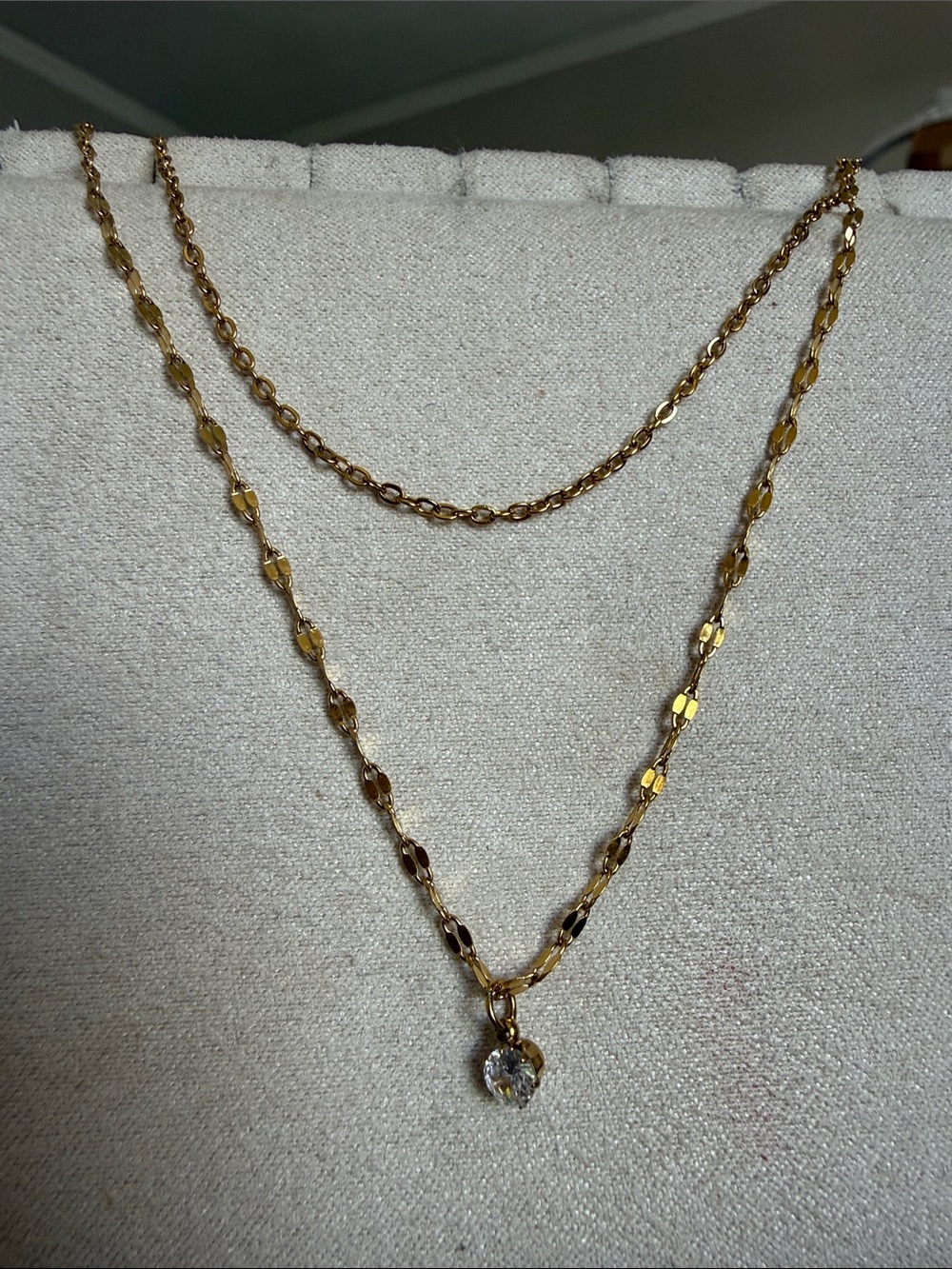 18k plated Gold Layered rhinestone Pendant Necklace - Women Jewelry
